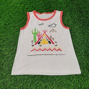 Vintage  Native-American Tank-Top Womens 2XS/XS 15x22 White